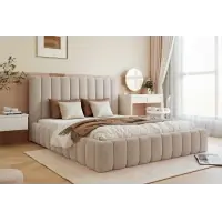 Pat 140 x 200 tapitat cu Stofa boucle Abriamo Bej Belis - Produs adăugat recent