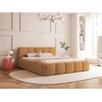 Pat 120 x 200 tapitat cu Stofa Loop Galben Aeris | Comandă azi