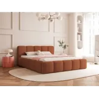 Favoritul clienților - Pat 120 x 200 tapitat cu Stofa Loop Teracota Aeris