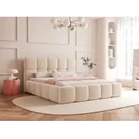 Pat 200 x 200 tapitat cu Stofa boucle Quelle Crem Livia - Profită de ofertă