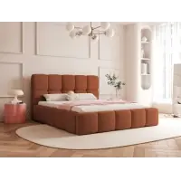 Pat 200 x 200 tapitat cu Stofa Loop Teracota Livia - Preț special online