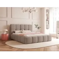 Pat 200 x 200 tapitat cu Stofa Loop Bej inchis Livia | Ofertă limitată