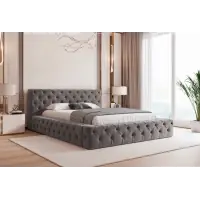 Preț excelent - Pat 120 x 200 tapitat cu Stofa Kronos Gri Alba