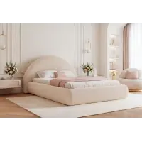 Recomandare | Pat 180 x 200 tapitat cu Stofa boucle Quelle Crem Velor