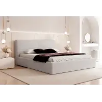 Ultimele bucăți | Pat 200 x 200 tapitat cu Corduroy Poso Gri Noma