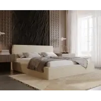 Ultimele zile - Pat 200 x 200 tapitat cu Corduroy Poso Bej Noma