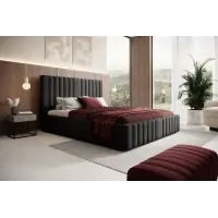 Pat 180 x 200 tapitat cu Catifea Magic velvet Negru Vetra - Preț de fabrică