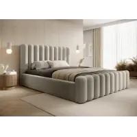 Alegerea clienților | Pat 140 x 200 tapitat cu Catifea Magic velvet Grej deschis Mira