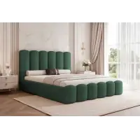 Produs vedetă | Pat 200 x 200 tapitat cu Textil Vibe Verde Aveline