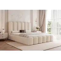 Pat 160 x 200 tapitat cu Textil Vibe Crem Aveline | Noutate