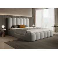 Pat 160 x 200 tapitat cu Catifea Magic velvet Gri deschis Aveline - Preț special