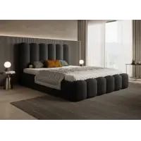 Pat 160 x 200 tapitat cu Catifea Magic velvet Negru Aveline | Preț avantajos