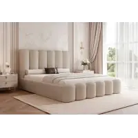 Pat 160 x 200 tapitat cu Stofa boucle Abriamo Grej Aveline - Reduceri