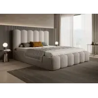 Pat 140 x 200 tapitat cu Stofa boucle Abriamo Bej Aveline - Ofertă