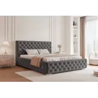 Produs nou lansat - Pat 140 x 200 tapitat cu Stofa Kronos Gri Noah