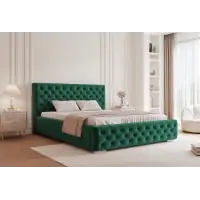 Ofertă online - Pat 180 x 200 tapitat cu Catifea Magic velvet Verde smarald Lora