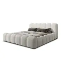 Pat 180x200 tapitat cu Stofa boucle Alb Adell - Calitate excelentă