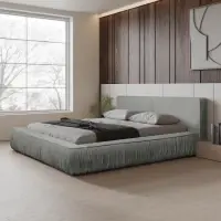 Pat 160x200cm tapitat cu Chenille Gri Naomi | Promoție specială