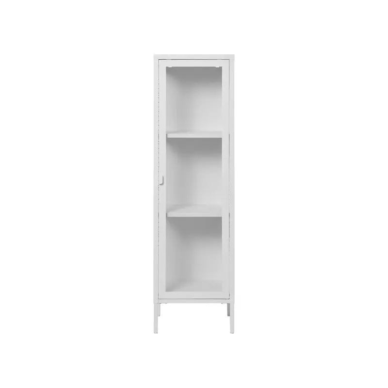 Bestseller - Vitrina alba din otel si sticla, 1 usa, 40x35x140 cm Brisbane House Nordic