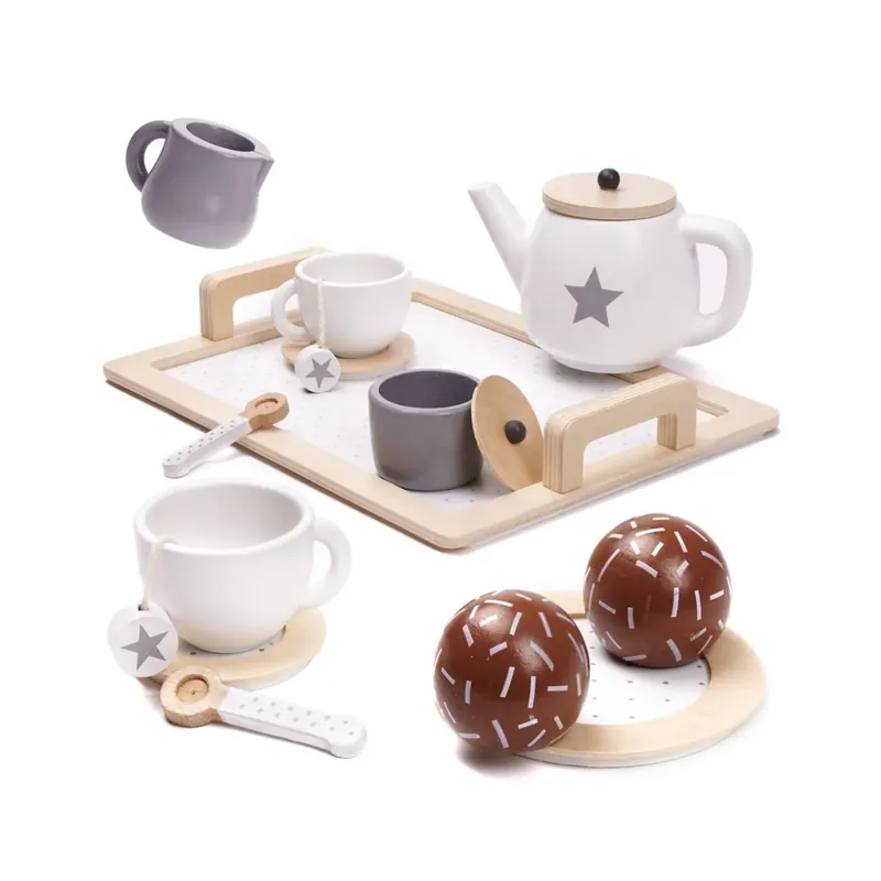 Serviciu de cafea de jucarie, din lemn, pentru 2 persoane | Preț outlet