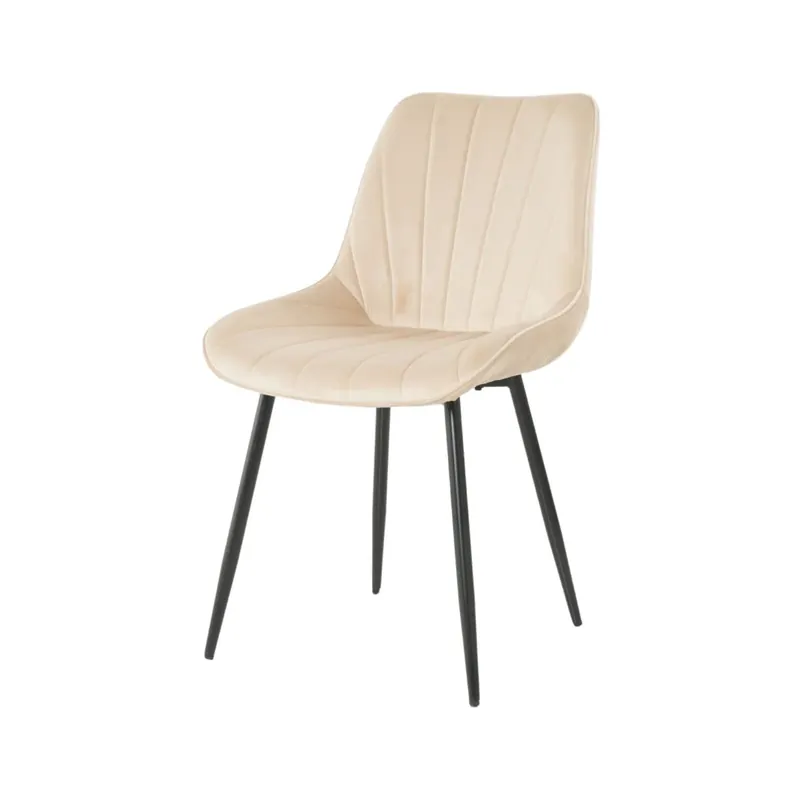 Retur simplu - Pachet 3+1 Scaun dining bej cu cadru metalic fix si sezut textil Lisse A866 HARO