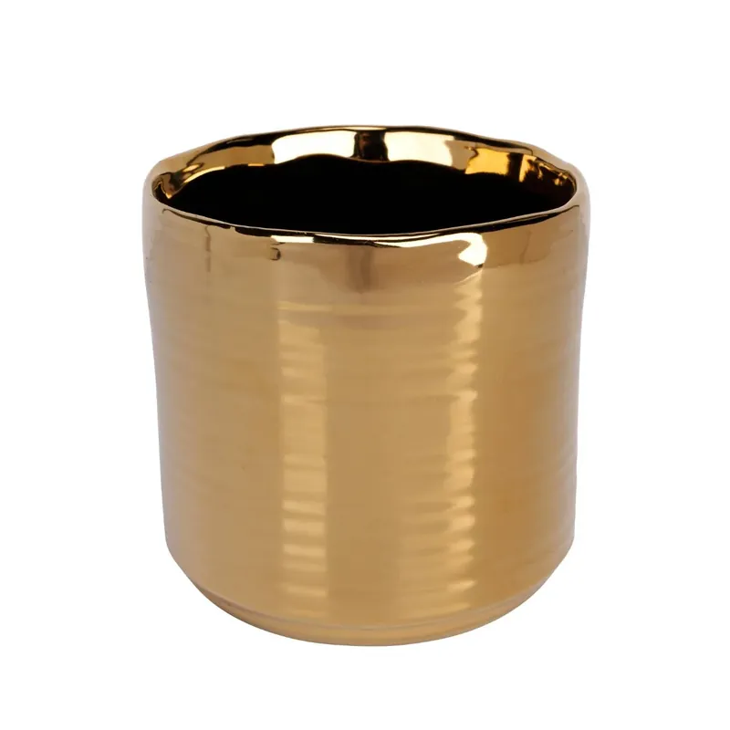 Suport decorativ pentru ghiveci, auriu, ceramic, Ø13x12,5 cm Gold Cosy&Trendy | Produs de top