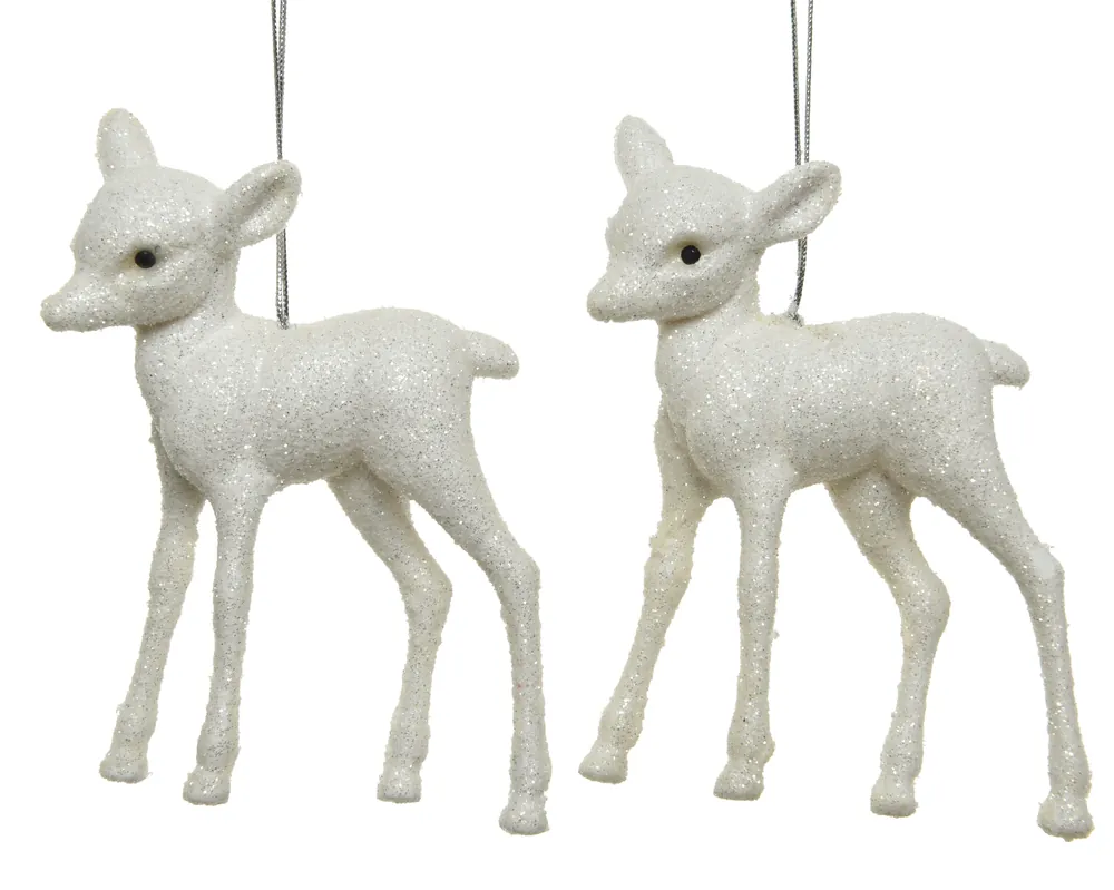 Set 2 figurine caprioare sclipici, cu agatatoare, 7.5 cm | Selecție de top