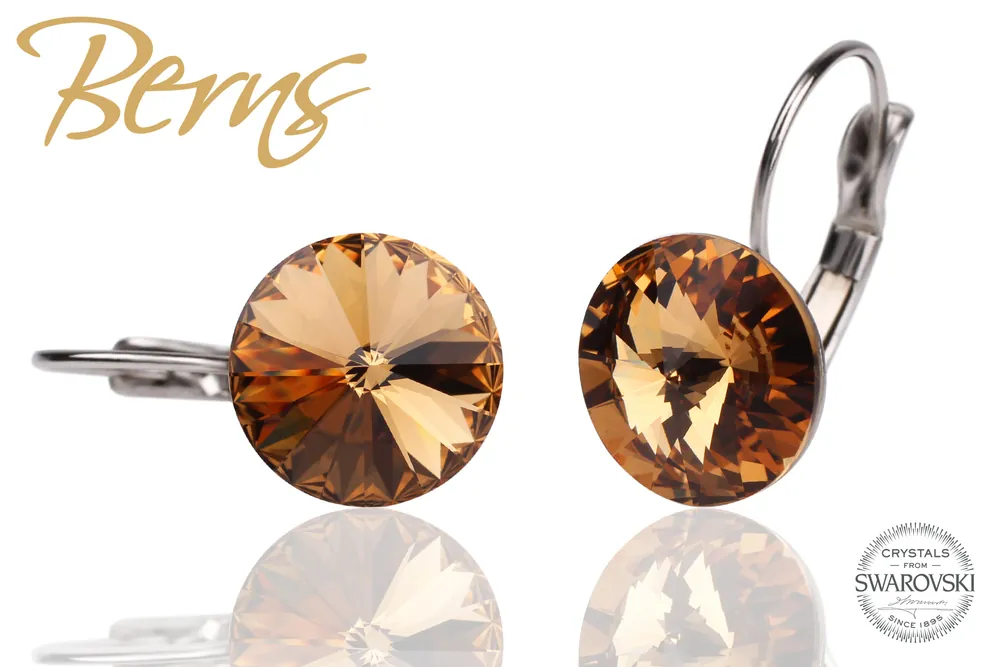 Reduceri - Cercei, cristale Swarovski, cu agatatoare, bronz, diametru 12mm