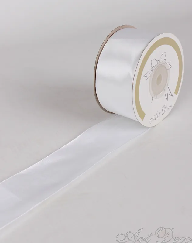 Banda de satin, alba, 38mm x 25m - Reducere mare