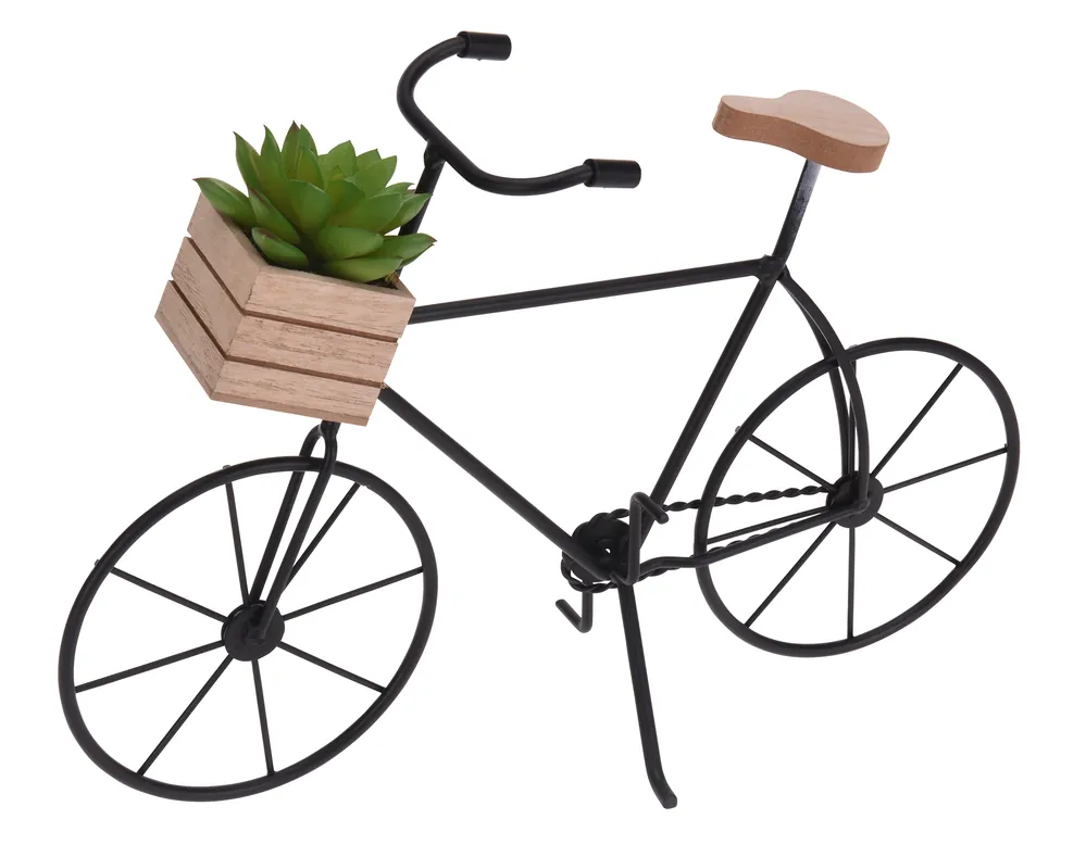 Bicicleta metalica decorativa, cu planta artificiala - Cumpără acum