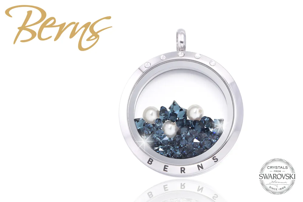 Produs lansat recent - Pandativ, cristale Swarovski albastre + perla, argintiu