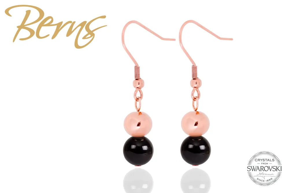 Cercei, cristale Swarovski, perle negru/rosegold | Noutate în ofertă