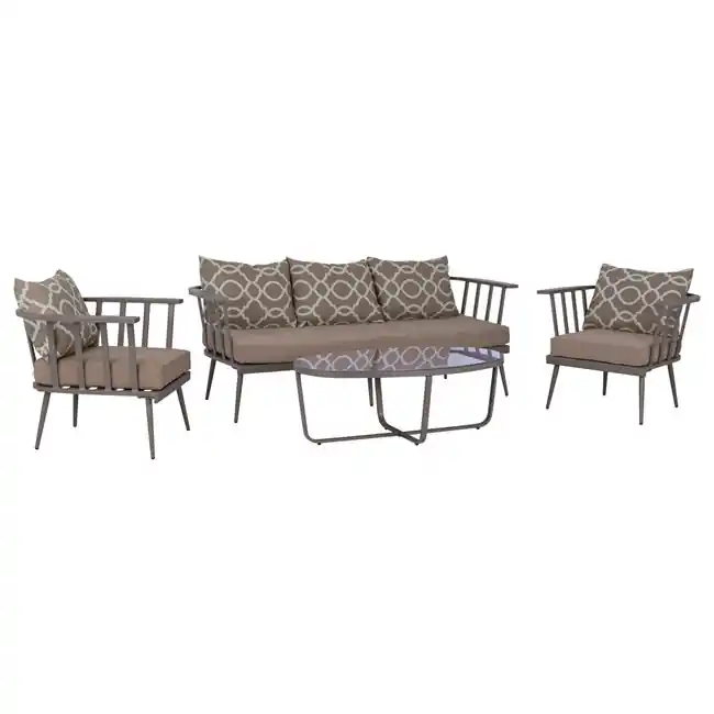 Reducere suplimentară | Set canapea, 4 piese, cu perne, bej