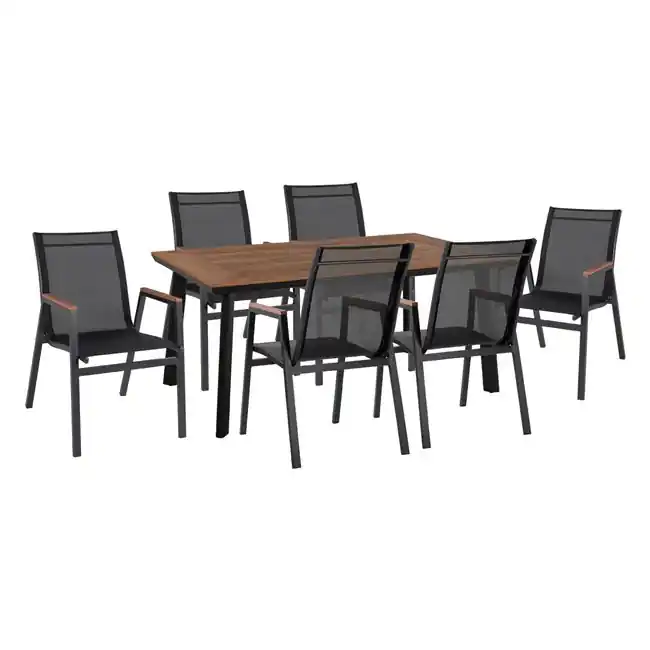 Set mobilier de gradina, aluminiu, 7 piese, Gri | În tendințe