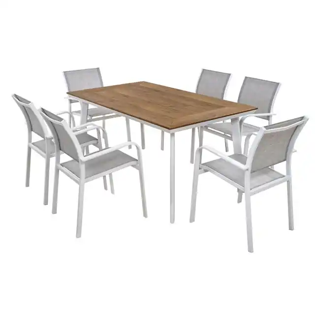 Set mobilier de gradina, 7 piese, Alb - Livrare imediată
