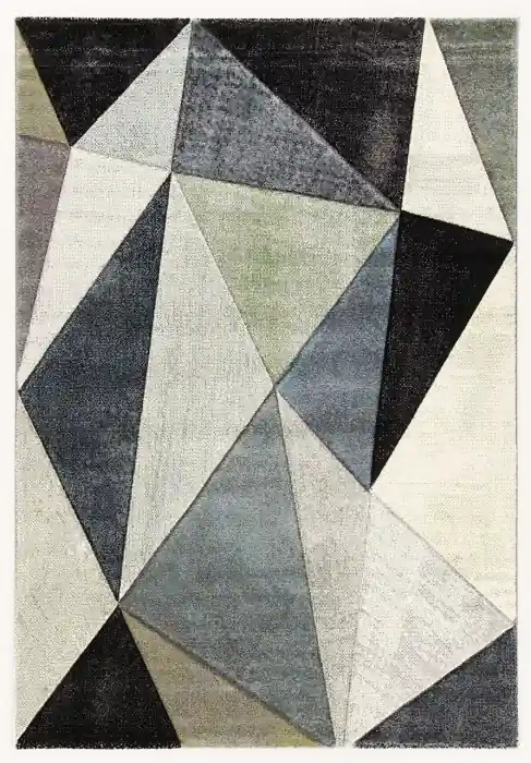 Covor geometric gri verde in stil contemporan 230x160 cm Ray C | Lansare recentă