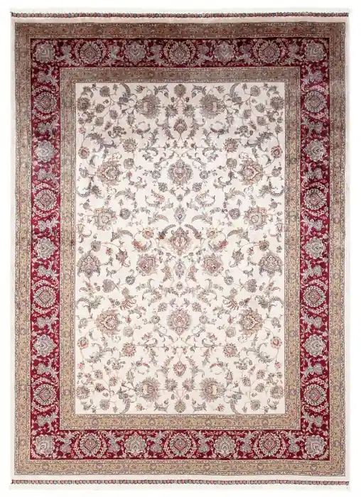 Au mai rămas puține bucăți | Covor crem chenar rosu in stil persan 340x240 cm Qoum Shah 2