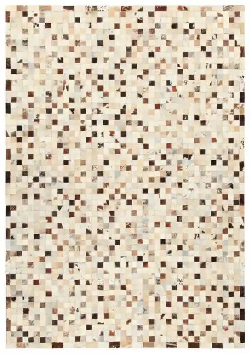 Plasează comanda acum - Covor din piele patchwork gri bej in stil modern 120x60 cm In Leather Patch Mosaic