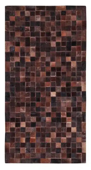 Covor din piele patchwork ciocolatiu in stil modern 120x60 cm In Leather Patch Mosaic | Ofertă flash