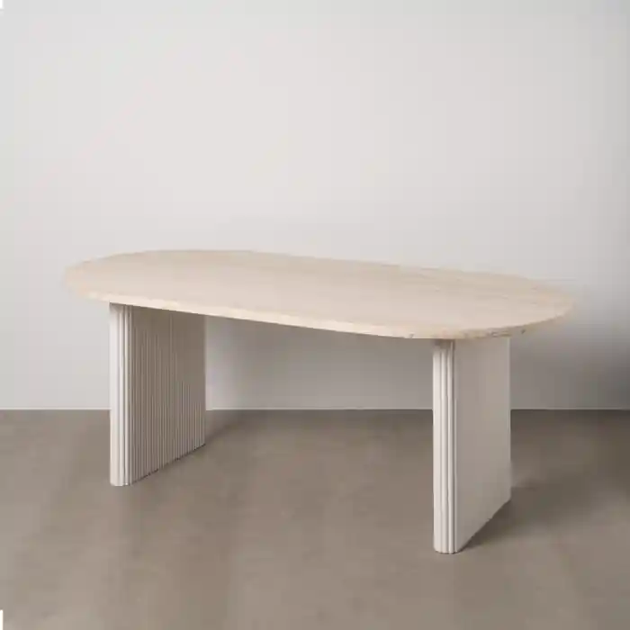 Recomandarea clienților - Masa de dining cu blat din marmura alba si structura din lemn 200 X 100 X 76 CM