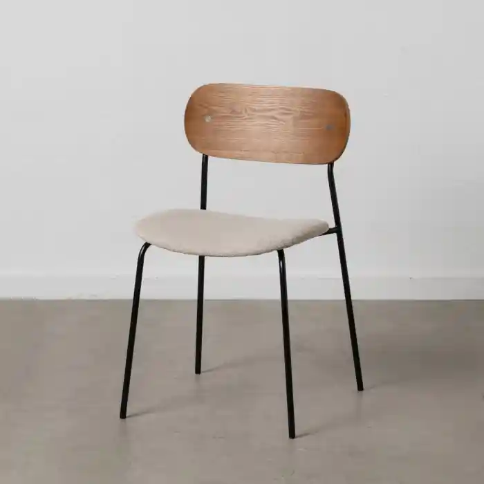 Alegerea clienților | Scaun dining din stofă crem cu spătar maro și picioare metalice 49 x 53 x 80 cm