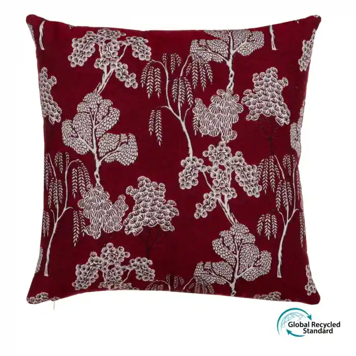 Grăbește-te | Perna decorativa bordeaux cu peisaj 45 X 45 CM