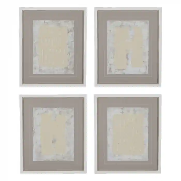 Noutate - Set de 4 tablouri moderne abstracte din lemn de ayous și sticlă 50 X 60 CM