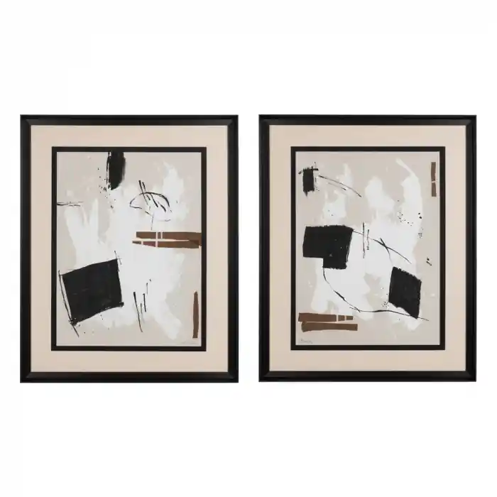 Calitate excelentă | Set de 2 tablouri abstracte verticale din lemn de ayous și sticlă 80 X 100 CM