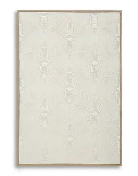 Retur gratuit | Tablou decorativ abstract alb cu semiluni in relief 80 x 120 cm