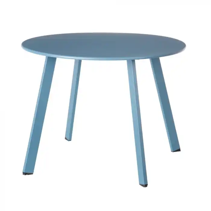 Ofertă flash | Masa de gradina MARZIA rotunda din otel vopsit in albastru 70 x 40 cm