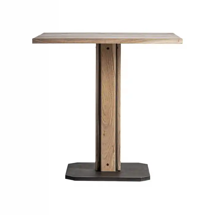 Direct de la producător - Masa bar patrata din lemn de acacia si fier 75 x 75 x 76 cm