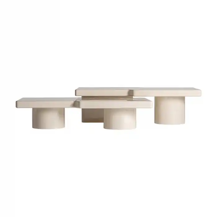 Set mese de cafea NOVARA din MDF bej lucios 151 x 73 x 43 cm - Plasează comanda