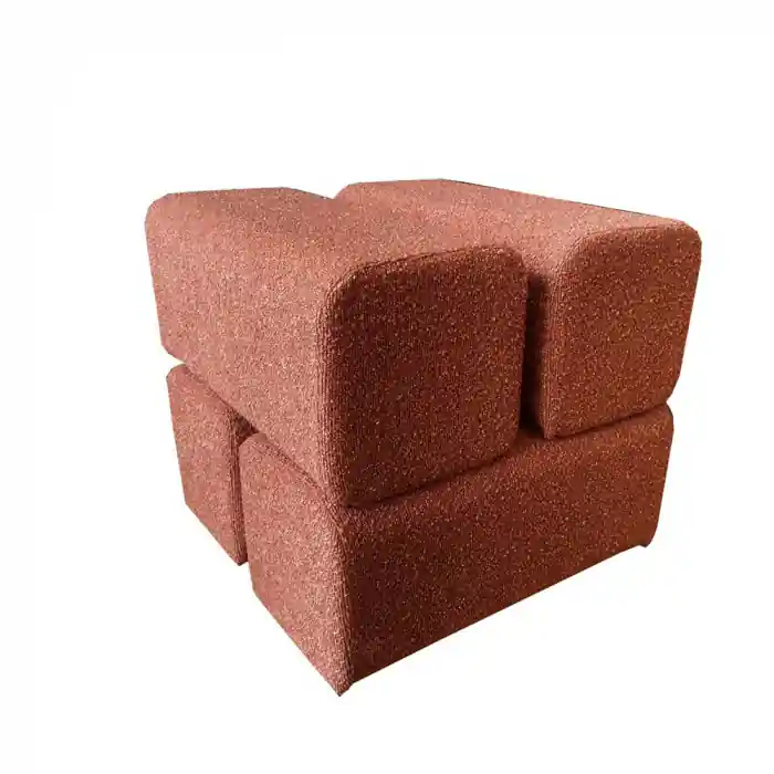 Taburet din stofa boucle terracotta Cheval 45x45x42 cm - Selecție premium
