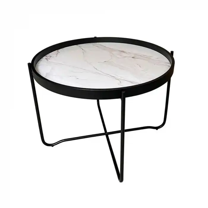 Recomandarea clienților | Masuta de cafea alb cu model negru Alabaster 63x63x42 cm